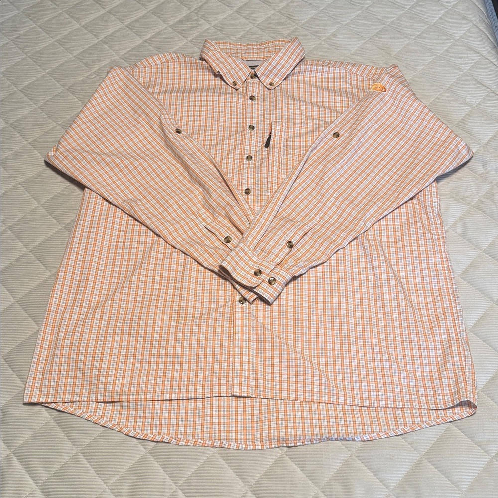Drake Orange and White Plaid Shirt Men’s X-Large Long Sleeve